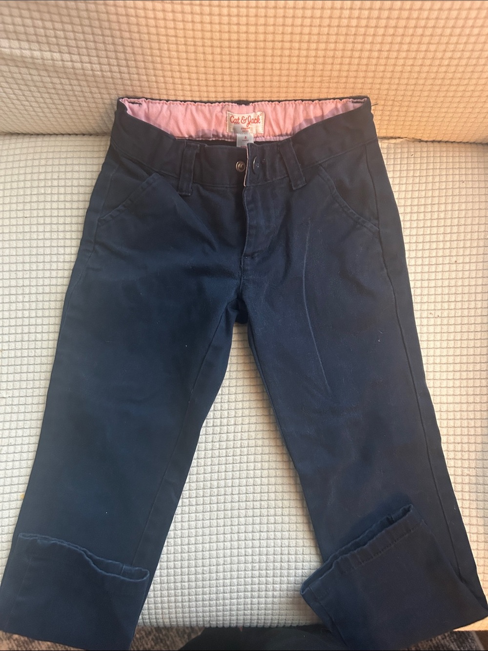 Cat & Jack Navy Cropped Women’s Jeans with Pink Waistband
